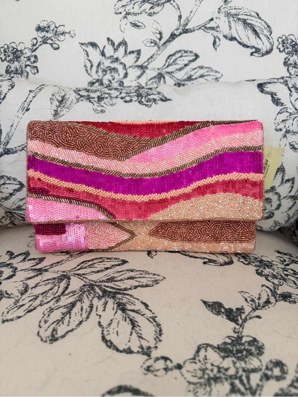 Francesca’s Embellished Pink Multicolor Sequin Clutch